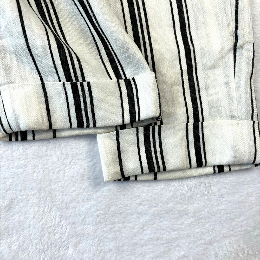 Ted Baker London Linen Asherr Tapered Trouser Pants Size 3 White Striped - Picture 8 of 16